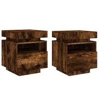 mesitas de noche con luces led 2 uds roble ahumado 40x39x485cm vidaxl