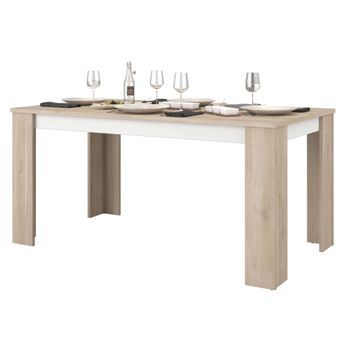 Mesa De Comedor Fija Azzaro Comedor En Colores Roble Japonés Y Blanco Mate 76x158x88 Cm