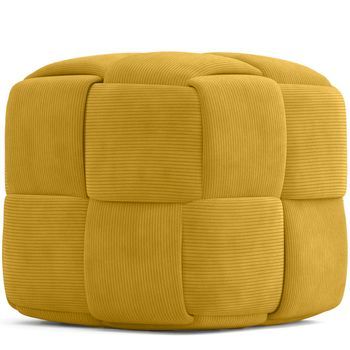 Puff Cuadrado Tapizado En Pana - Diseño Moderno - Cube Mostaza