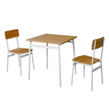 Set De Mesa 70x70x75cm Y 2 Sillas Con Patas Blancas 42x45x84cm 70x70x76 Cm Color: Blanco