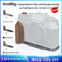 placa de montaje en forma de l smallrig x-t30 ii con mango de madera para fujifilm x-t30  x-t30 ii  x-t30 iii con tapa de boton de obturador