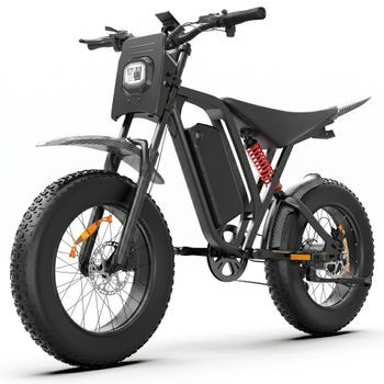 Bluvall R700 Bicicleta Eléctrica Fat Bike, Batería Extraíble De 52v 25ah, 20”, Negra