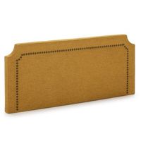 cabecero tapizado leonor 160 x 60 cm mostaza tachuelas en color marron grosor total 8 cm
