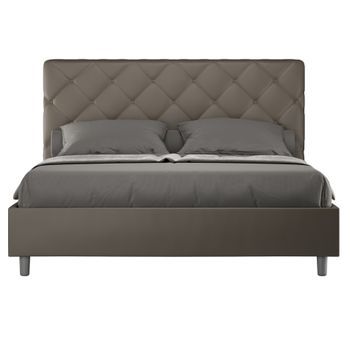 Cama Italiana Para Adultos Acolchada En Piel Sintética Paryse-color Capuchino-ropa De Cama 140x200 Cm