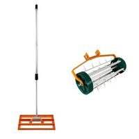 nivelador de 50 cm y aireador rodante de cesped  puas 38cm  r naranja