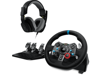 Volante - Logitech G G29 + Auriculares gaming ASTRO A10, PlayStation 5 y 4/PC, Micrófono volteable, Control de volumen, Force Feedback, Negro Blanco