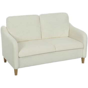 HOMCOM Sofá 2 Plazas Moderno con Cojines Gruesos y Revestimiento Sherpa, 137x69x82 cm, Crema   Aosom España