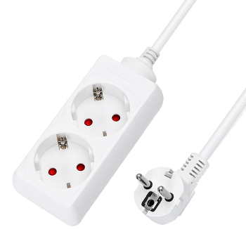 Aigostar Regleta alargador de 2 enchufes con cable de 1,5 metros,color blanco