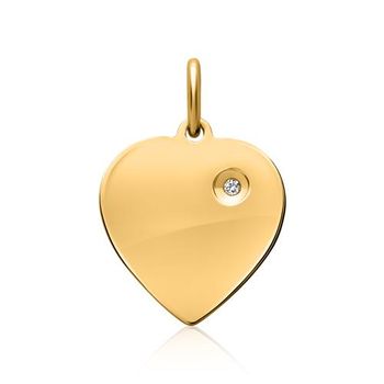 Colgante plata 925 chapado en oro corazón circonita