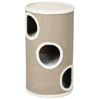pawhut barril rascador para gatos felpa suave alfombra rascadora de sisal robusta 38x70 cm marron   aosom espana