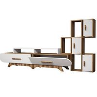 mueble tv con estante flora s blanco nogal