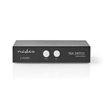 Conmutador de vídeo Nedis CSWI5902BK VGA 2 Puertos Metal Negro