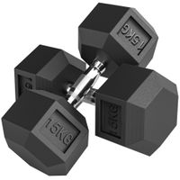 homcom set de 2 mancuernas hexagonales de 2 x 15 kg de hierro fundido recubiertas en goma para entrenamiento en casa gimnasio