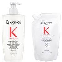 kerastase premiere refillable shampoo and refill pouch duo for damaged hair with pure citric acid and glycine 500ml