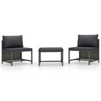 conjunto de sofas de jardin 3 uds  mueble jardin mesa y sillas y cojines ratan sintetico gris cfw800005