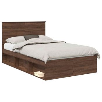 Estructura De Cama Con Cabecera Roble Marrón 120 X 190 Cm Vidaxl