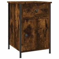 mesita de noche con cajon y compartimento 40 x 42 x 60 cm madera contrachapada marron y hierro dec033641