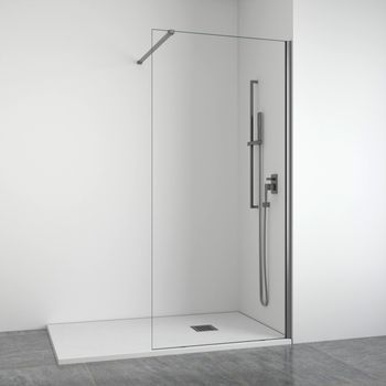 Mampara De Ducha Frontal Fija 8 Mm Gunmetal 98-100 Cm Bellobath