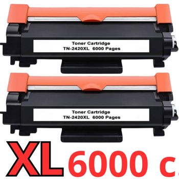 2 toner Compatibles Brother TN2420 XL - CON CHIP - TN-2420 (ALTA CAPACIDAD / JUMBO) Brother MFC L2710DW MFC-L2710DW HL-L2350DW DCP-L2530DW MFC-L2710DN MFC-L2750DW HL-2310D