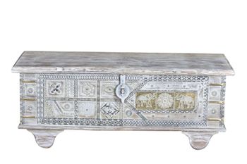 Baúl madera de mango blanco envejecido