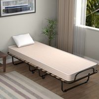 cama plegable con colchon para huespedes portatil ruedas espuma memoria estructura acero 190 x 80 x 33 cm beige cfw45588
