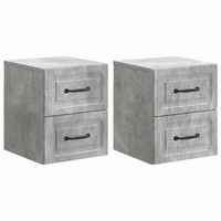 mesita de noche de pared 2 pcs gris hormigon 345 x 33 x 40 cm vidaxl