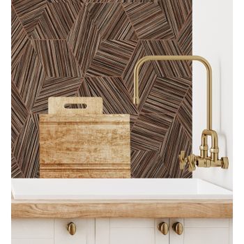 Papel Pintado Vinílico Hexágonos Marrón Y Líneas Cobre En Relieve - Maurice Metrix 681676 De Gaulan - Rollo De 10 M X 1,06 M
