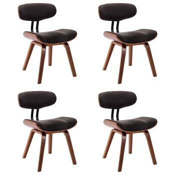 Sillas De Comedor 4 Unidades De Madera Curvada Y Tela