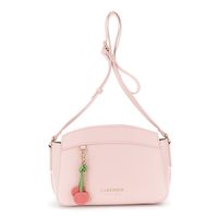 bolso de hombro efecto saffiano con charm pink
