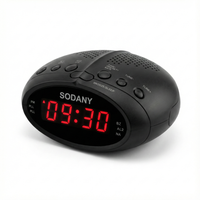 sodany radio despertador digital fm alarma dual reloj de mesita electrico pantalla led roja snooze y sleep ts-1317