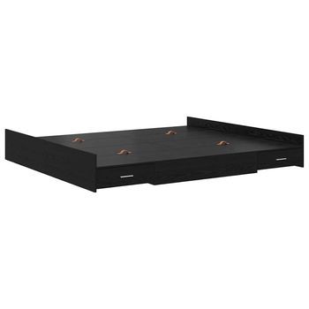 Cama Con Almacenamiento Con Cabecera Roble Negro 200 X 200 Cm