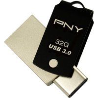 pny duo-link usb 30 and usb type-c memory stick - 32 gb black black