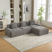 sofa modular gris de chenilla 3 plazas espuma de alta resiliencia