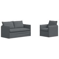 juego de sofa 2 uds gris oscuro tela vidaxl