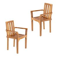 pack 2 sillones para terraza apilables madera teca grado a medidas 61x50x88 cm tratamiento al agua aplicado sillas de teka para comedor silla de terraza