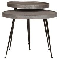 mesa de centro 55x55x45 cm madera tratada metal - plateado