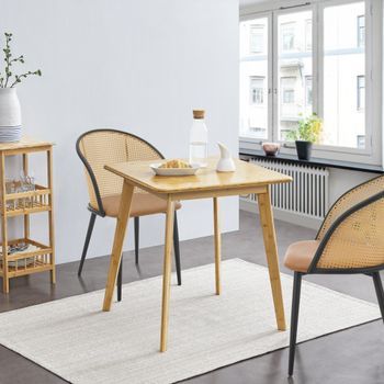 Mesa De Comedor Närpes Para 2 Personas Bambú 75 X 70 X 70 Cm Color Natural [en.casa]