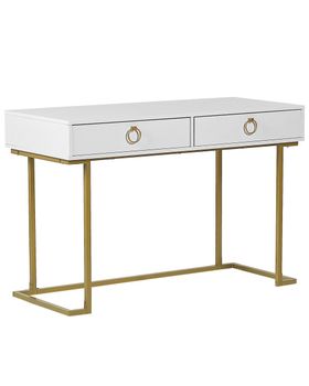 Consola  115 cm 50 cm con cajones blanco dorado