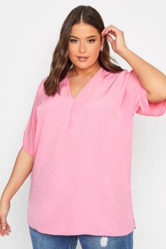 Yours Blusa Rosa Bebé De Pico, Mujer Curvy Y Tallas Grandes, Yours