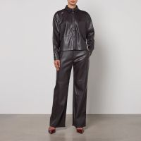 maxco sand jersey faux leather jacket - l