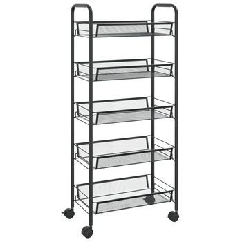 Carrito De Cocina，estantería De Cocina, Carrito De Servir 5 Niveles Hierro Negro 46x26x105 Cm