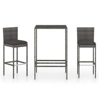 mesa y taburetes altos jardin 3 uds ratan sintetico gris