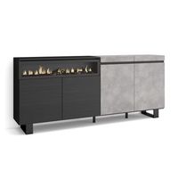 aparador girardota 4 puertas chimenea electrica color cementonegro