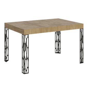 Mesa Extensible Kiza Con Patas De Acero Antracita-color Natural-ancho Extensible
