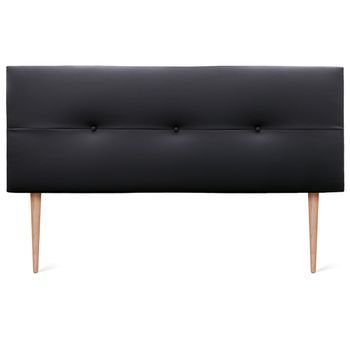 Cabecero De Polipiel Con Botones 145x105cm Con Patas Camas 135/140 - Negro