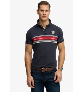 Superdry para hombre. M1110464A Polo Vintage Stripe marino (XL), Casual, Algodón, Manga corta