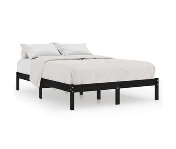 Estructura de cama de madera maciza de pino negra 140x190 cm
