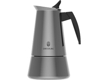 Cafetera tradicional - Cecotec Piccolina 200, 100 ml, 2 tazas, Acero Inoxidable, Termorresistente, Apto para todas superficies, Gris