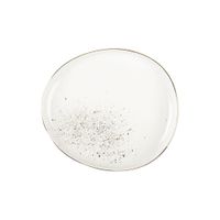 plato de postre ovalado blanco con detalles en dorado - lote de 6