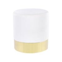 puf de terciopelo blanco dorado 39 cm reposapies glamour moderno sophia